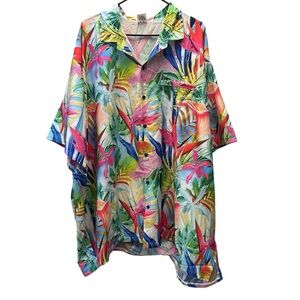 Happy Bay men's‎ button down short sleeve parrots hawaiian shirt plus size 3X